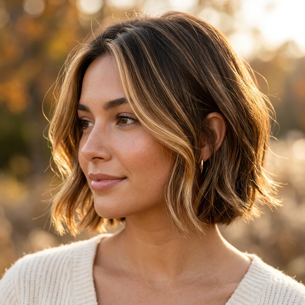 11. Face-Framing Honey Highlights for Short Hair
