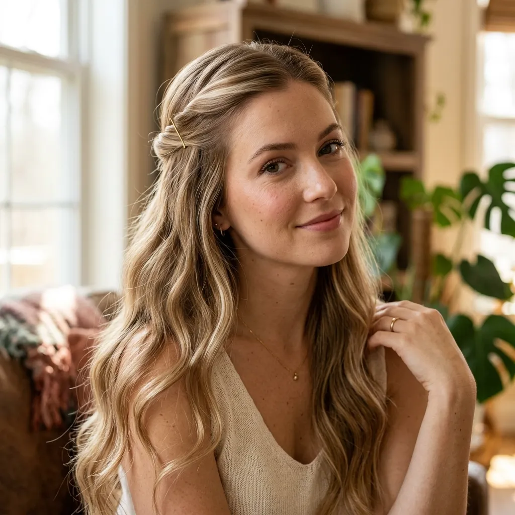 11. Half-Up Side Part with Twisted Crown