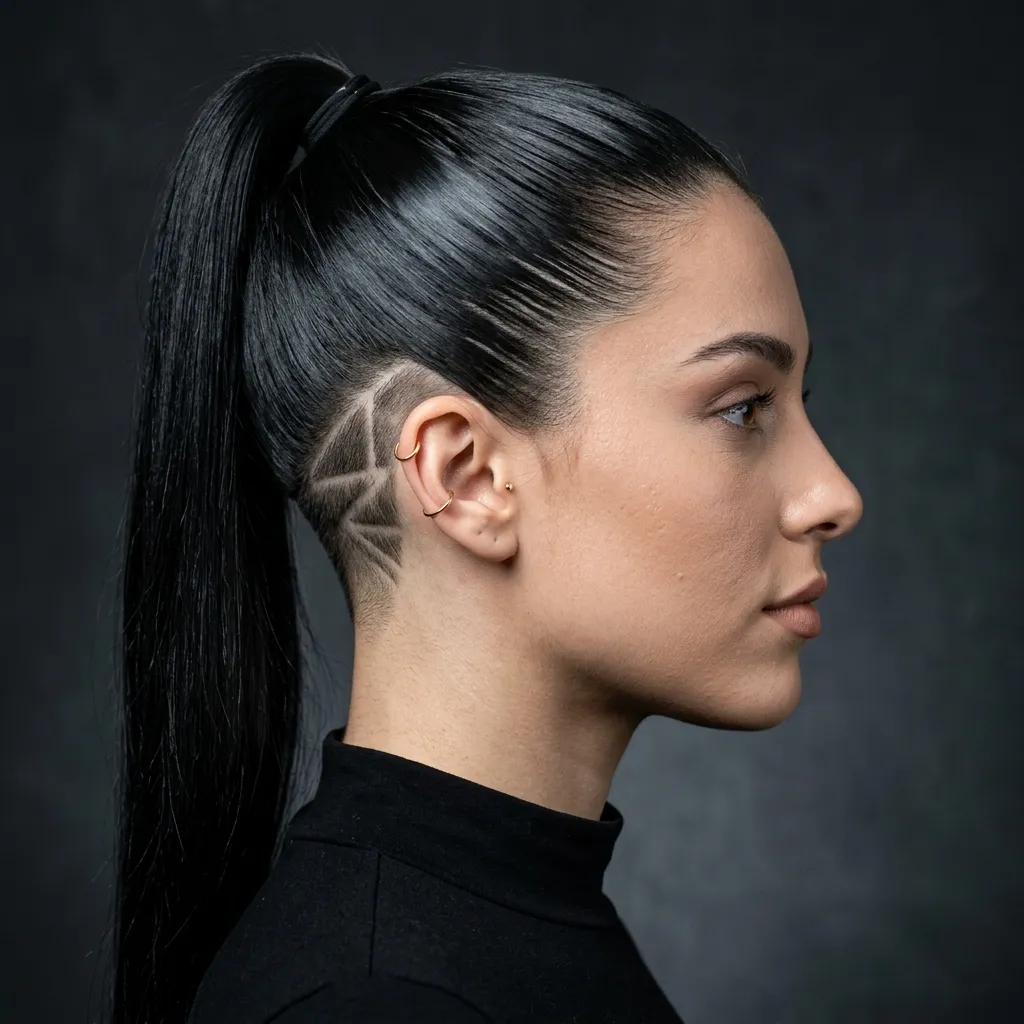 11. Slicked-Back Ponytail That Reveals the Undercut On Purpose