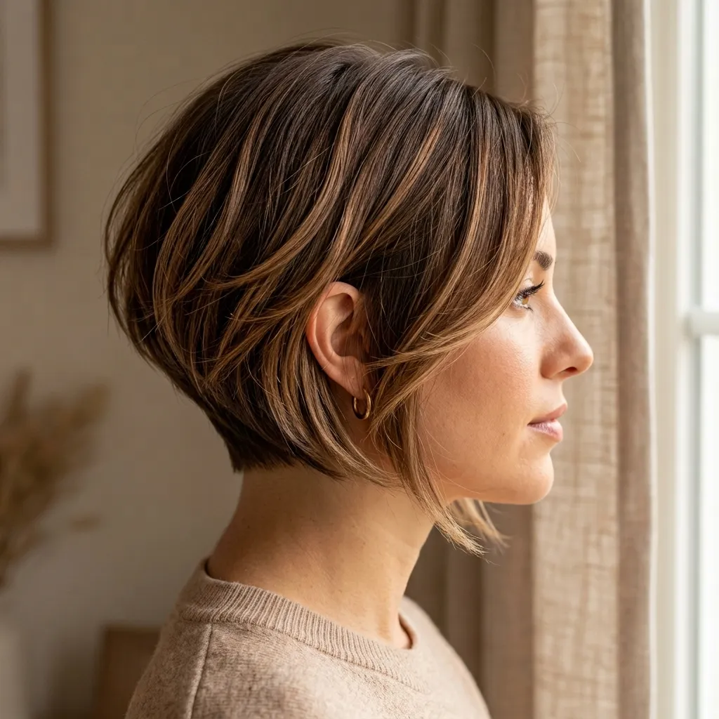 11. Soft Balayage Stacked Bob for Fine Hair