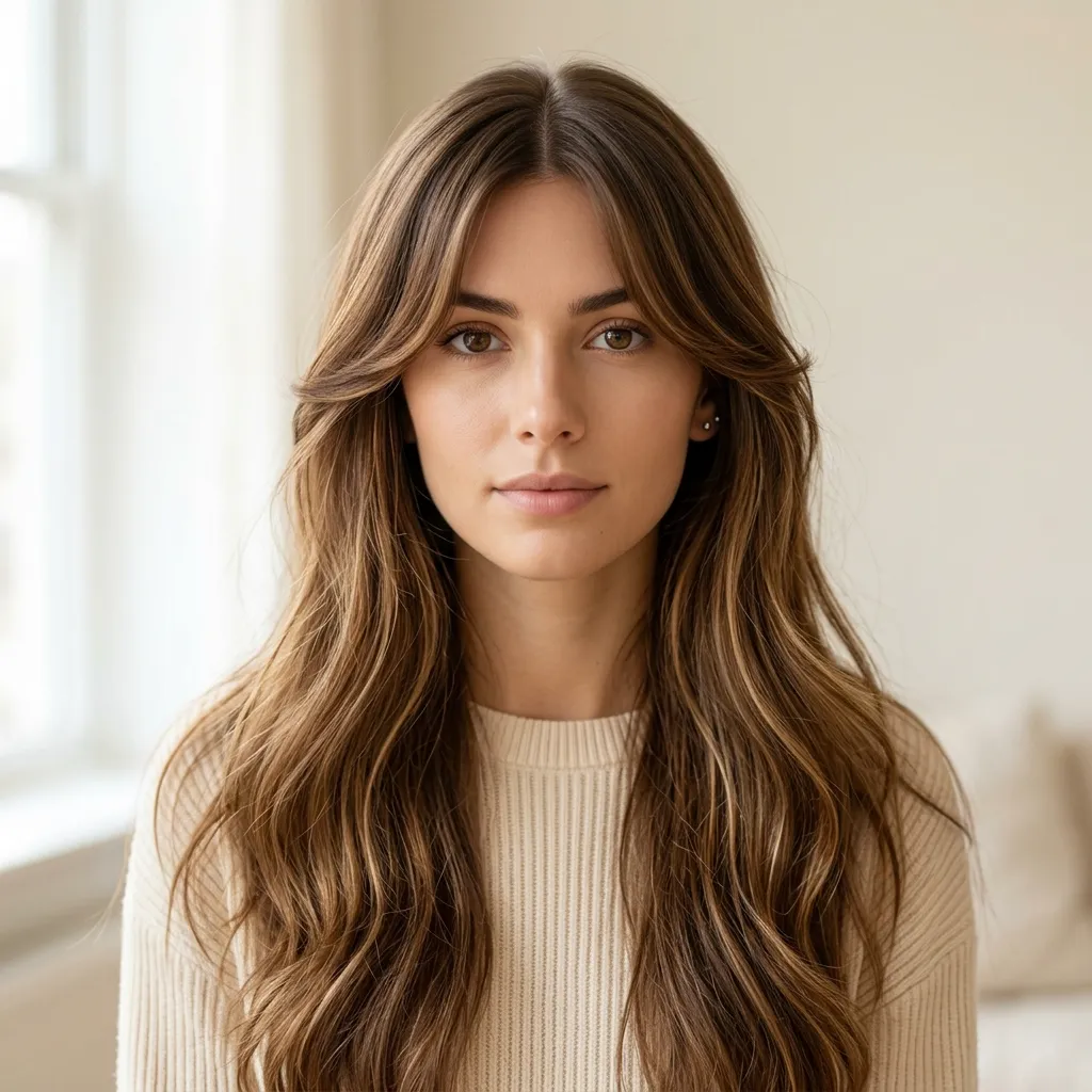 11. Straight Sleek Bottleneck Bangs