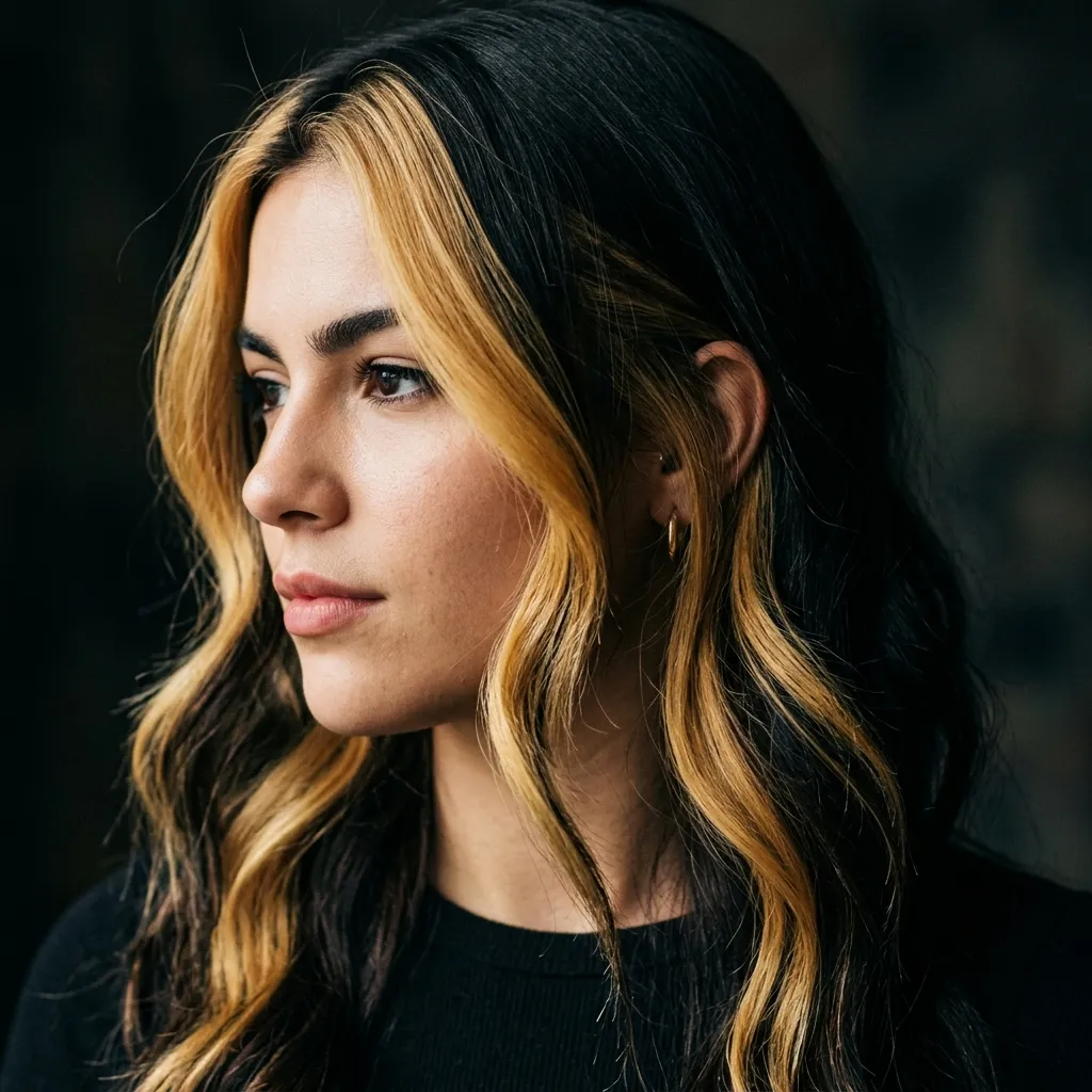 12. Chunky Face Framing Balayage for Bold Contrast