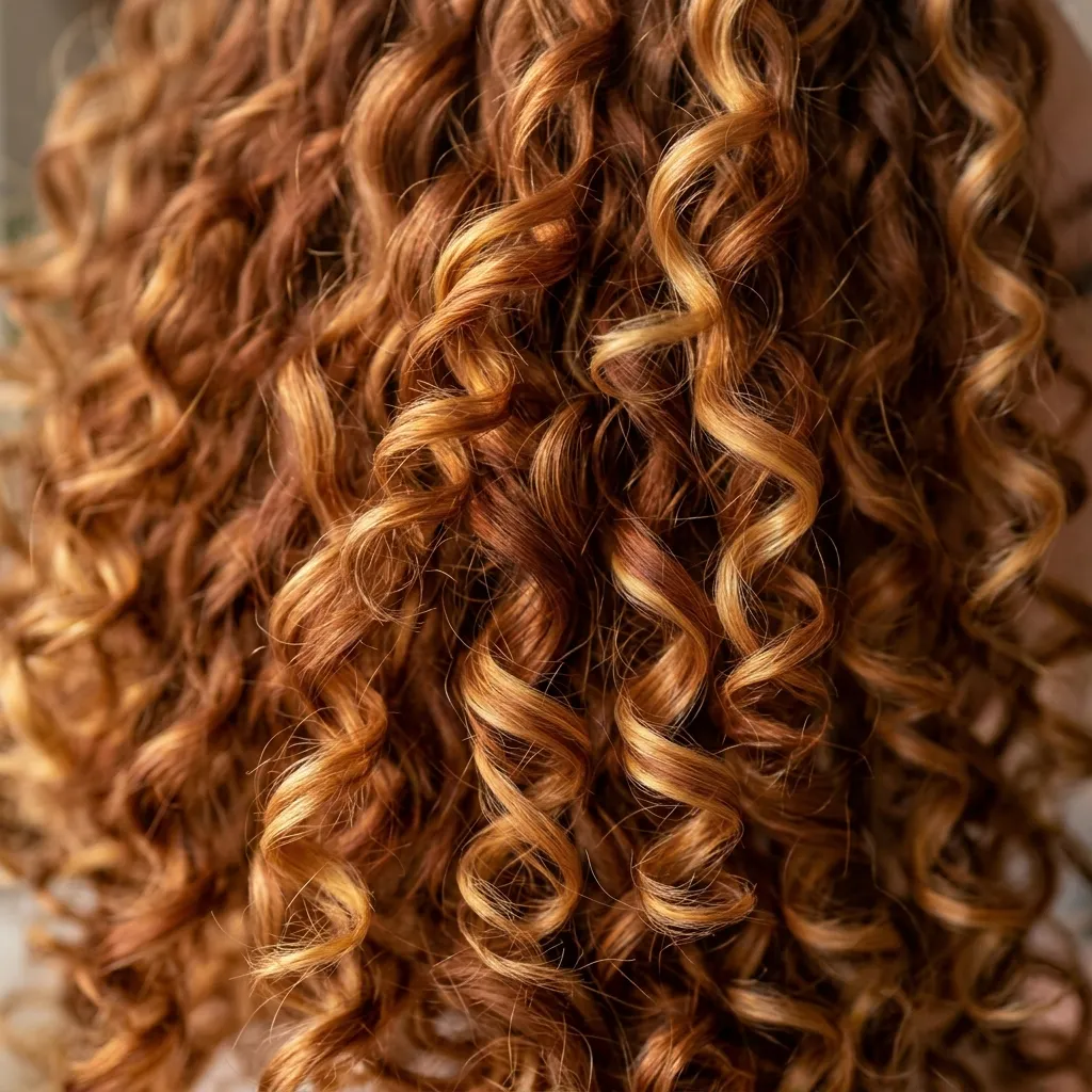 12. Curly Hair Strawberry Balayage Placement