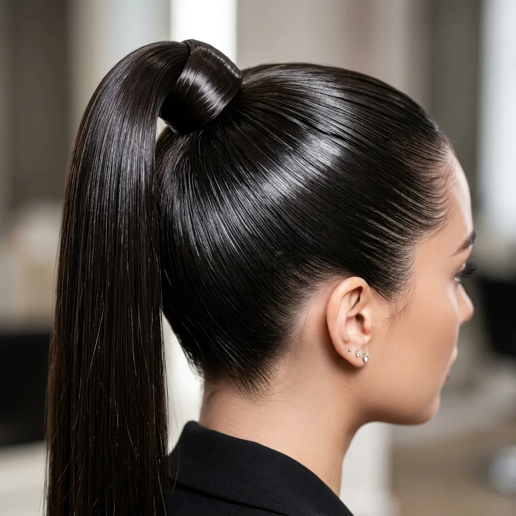 12. Ultra-Sleek High-Shine Ponytail