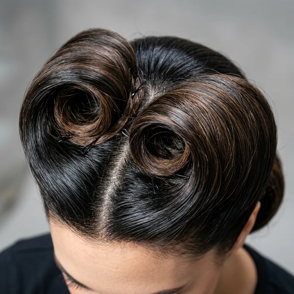 12. Voluminous Victory Rolls Framing the Crown