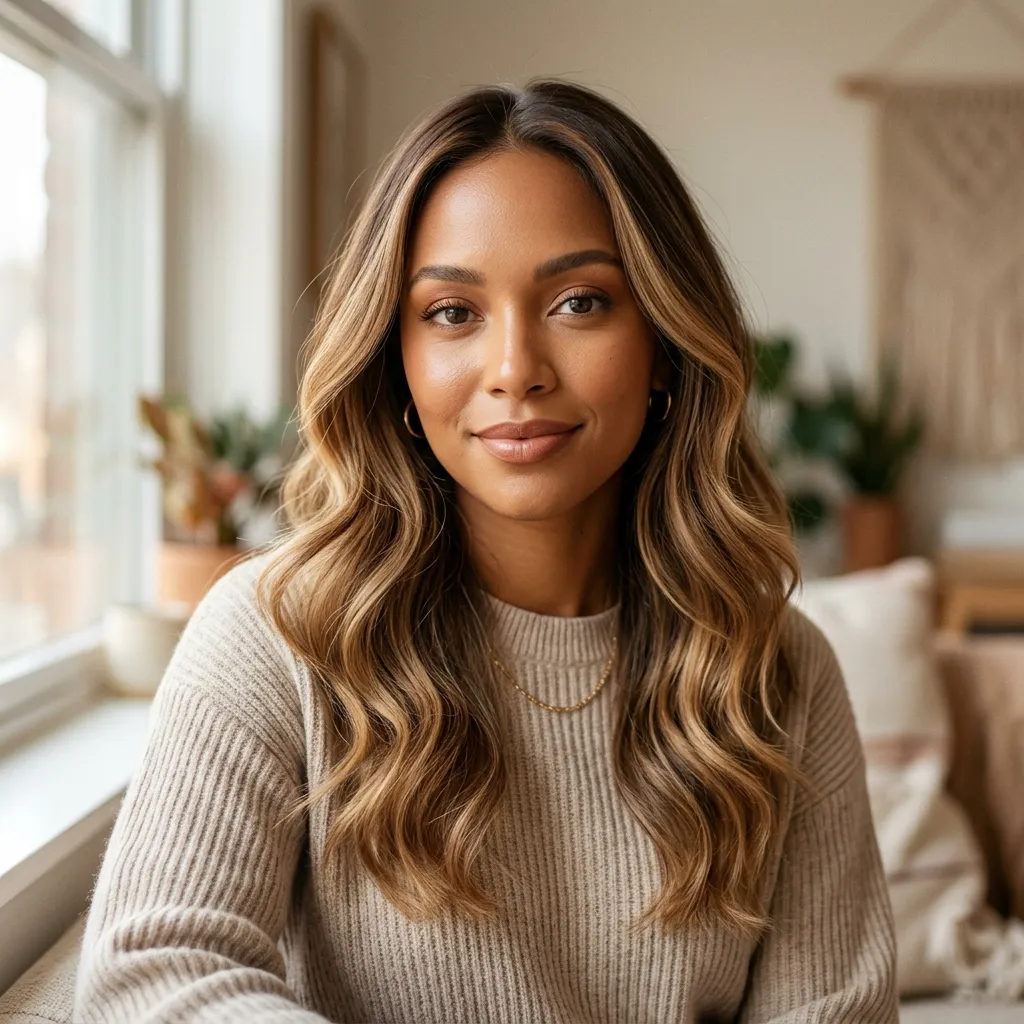 13. Best Hair Color for Brown Skin with Neutral Undertones Caramel Bronde