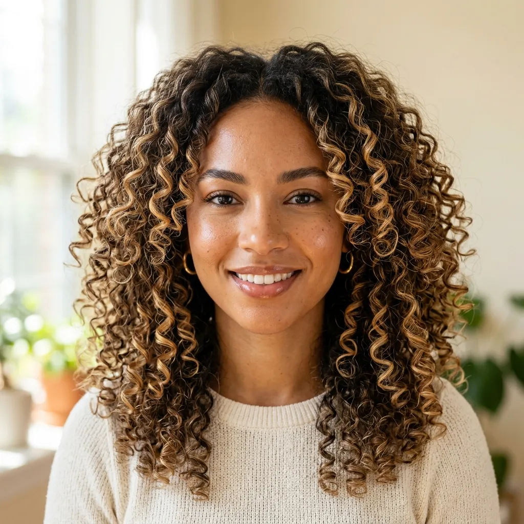 13. Honey Blonde Balayage on Curly or Wavy Hair