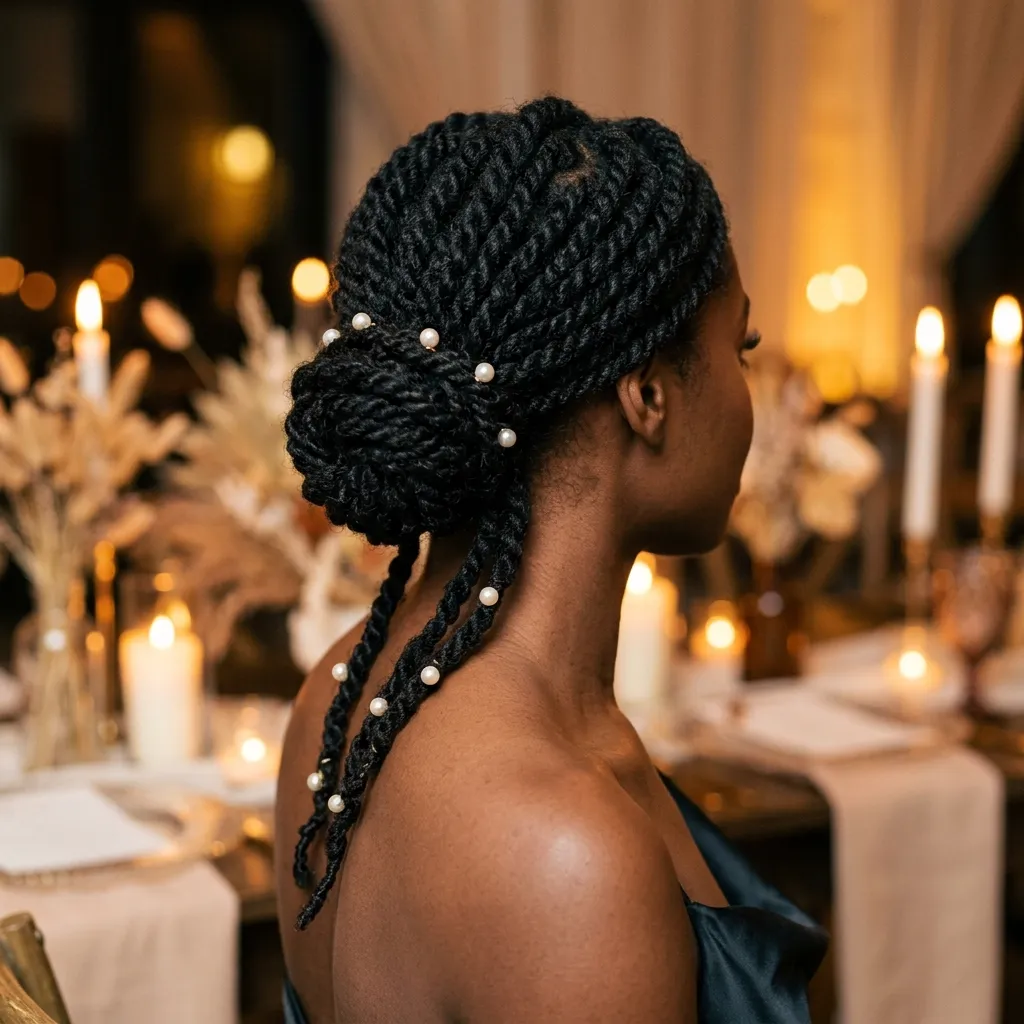 13. Wedding-Ready Loc Updo with Trailing Pieces