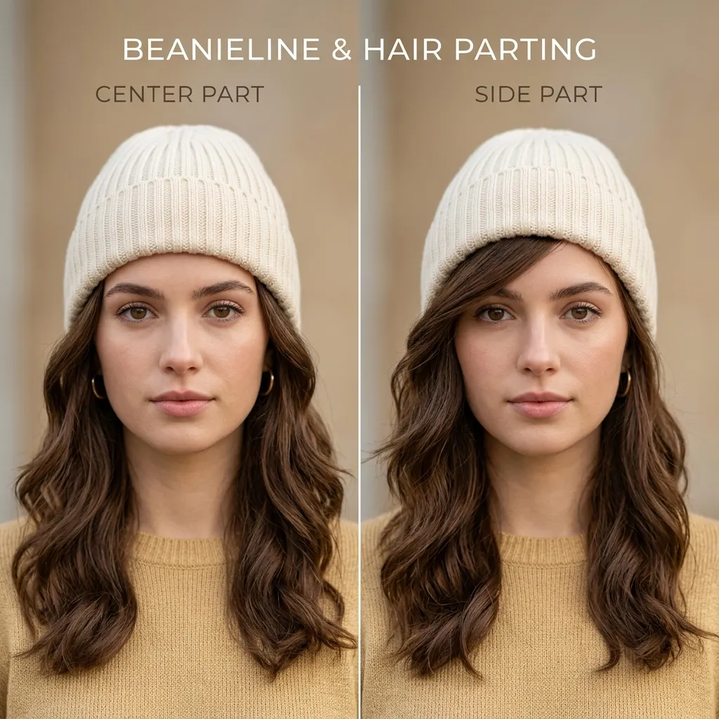 14. Center Part Versus Side Part Under a Beanie