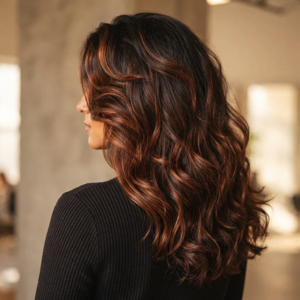 14. Copper Balayage on Thick, Coarse Hair