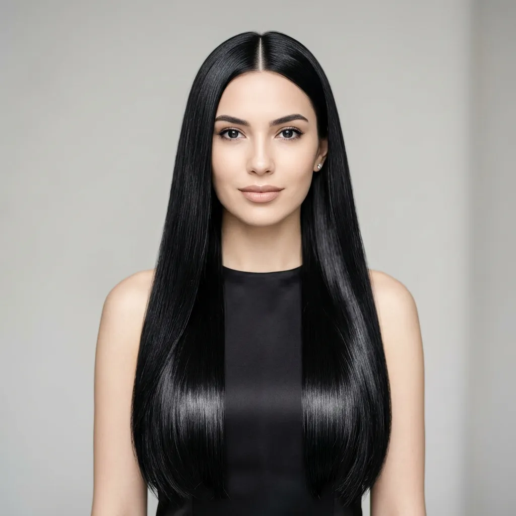 14. Sleek Center-Part Straight Style for Minimalist Formal Wear