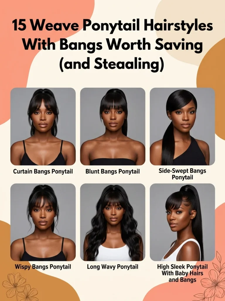 15 Weave Ponytail Hairstyles With Bangs Worth Saving (and Stealing)