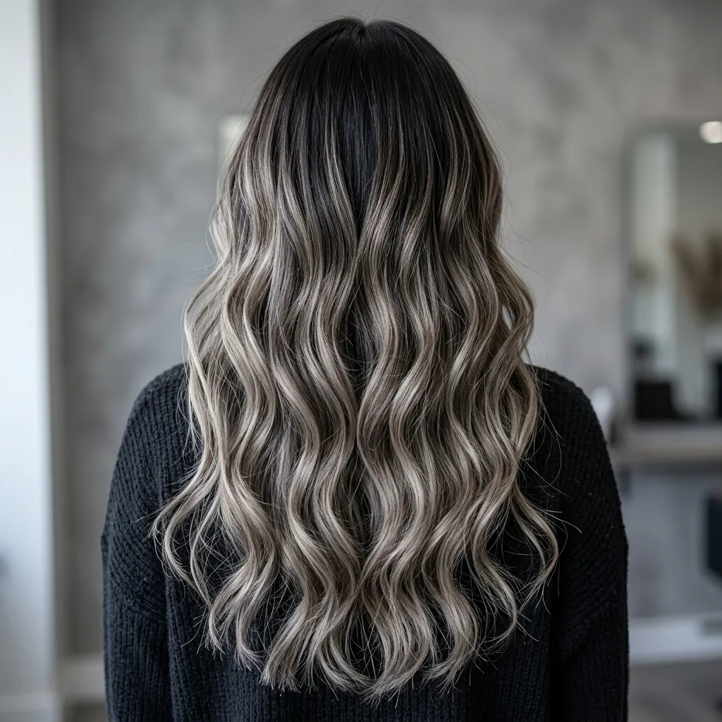 15. Ash Blonde Balayage on Deep Brunette or Black Hair