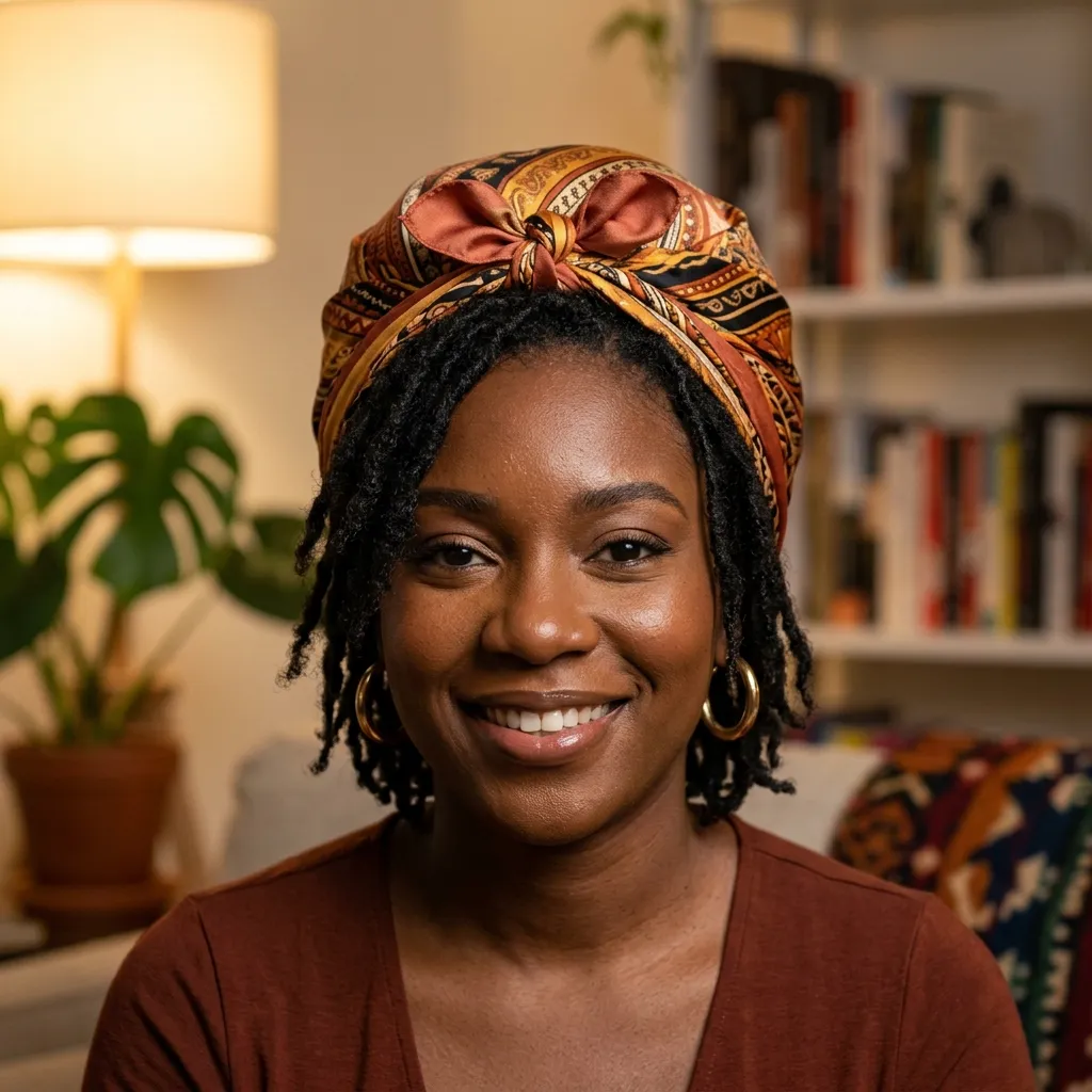 15. Silk Scarf-Wrapped Invisible Locs