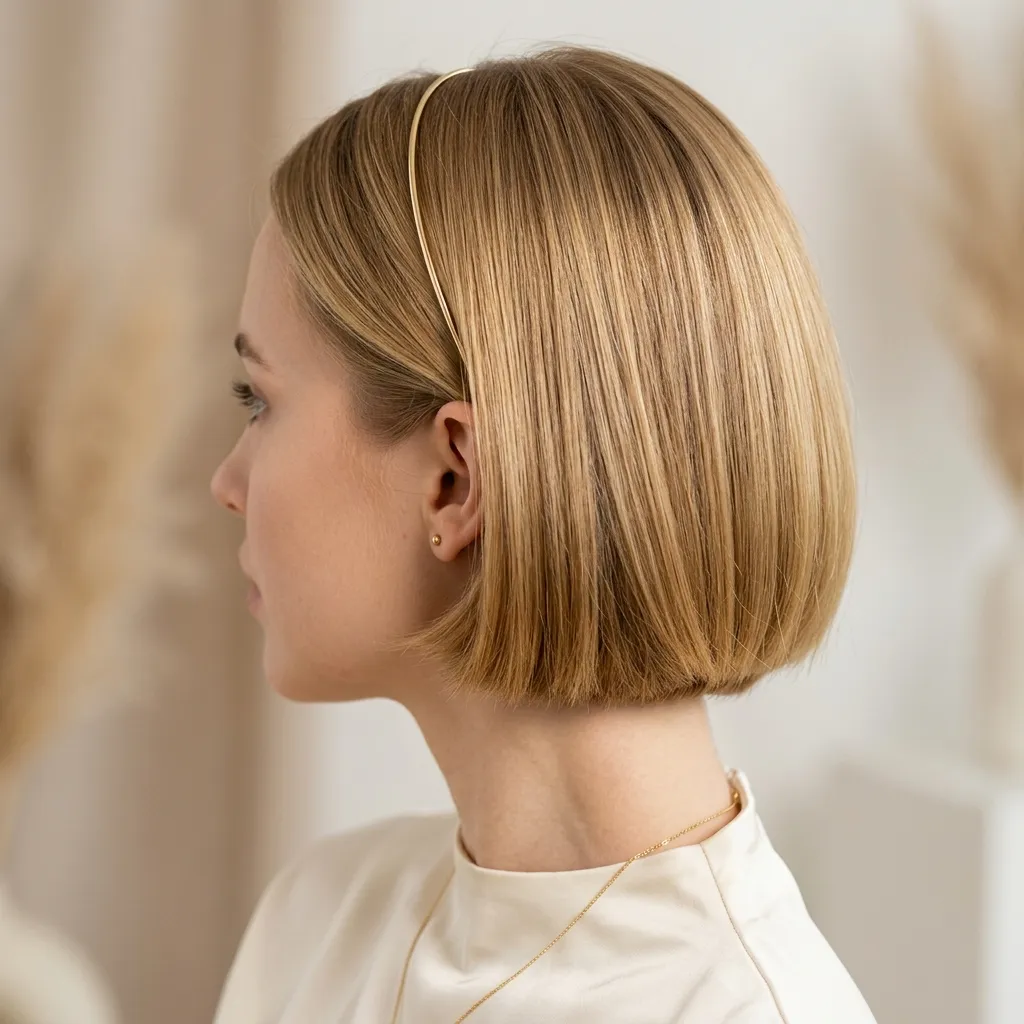 15. Thin Gold Headband for a Polished Travel Look