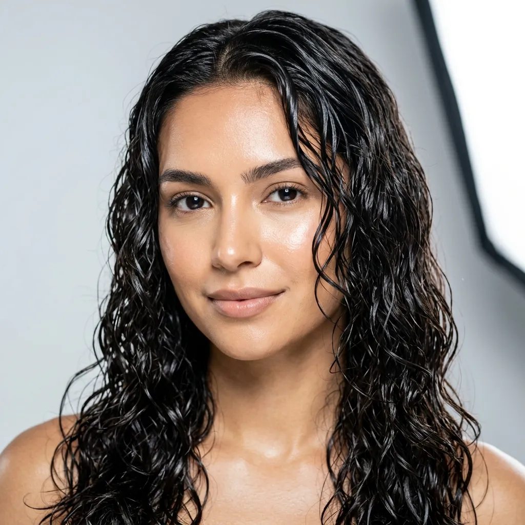 15. Wet-Look Scrunch Styling