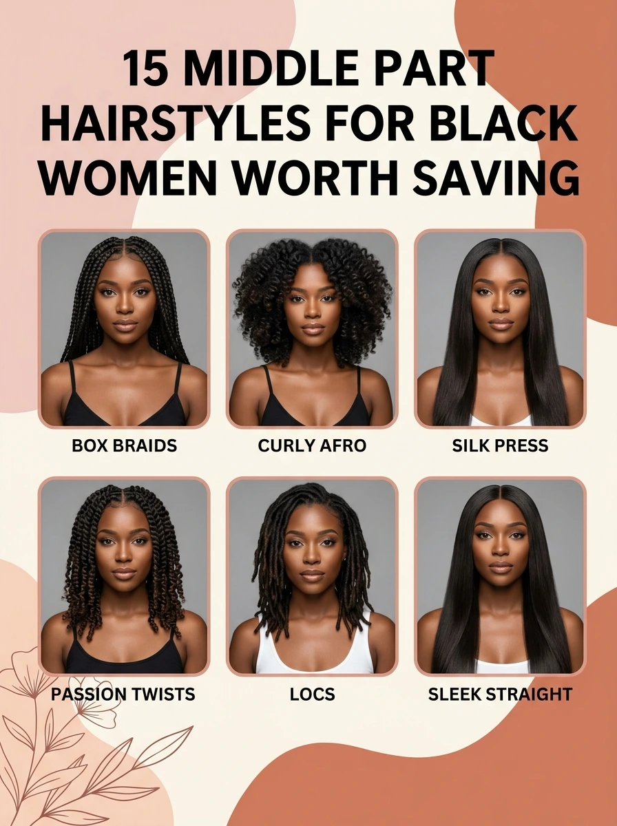 15_Middle_Part_Hairstyles_Black_women_ideas