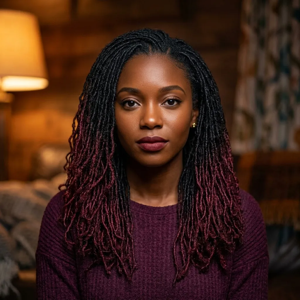 16. Burgundy Wine Ombre Invisible Locs