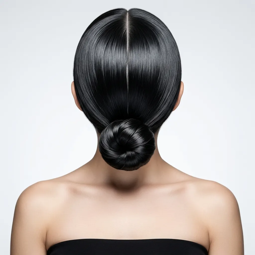 16. Center Part Sleek Low Bun