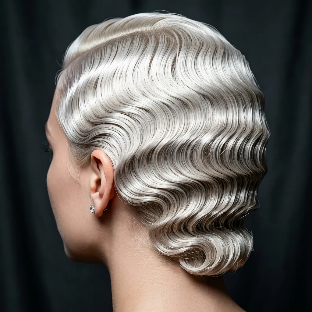 16. Platinum Blonde Finger Waves for Maximum Contrast