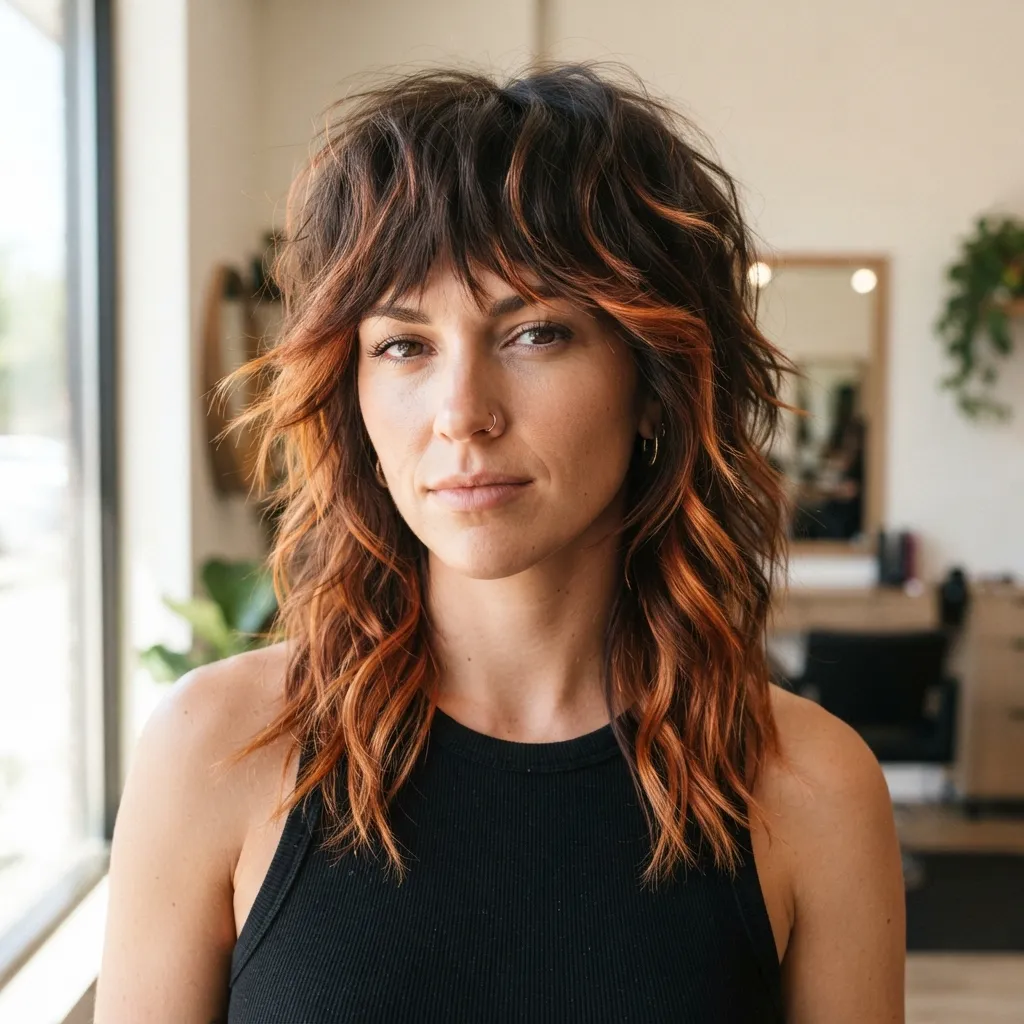 17. Copper Balayage on Shag Cut