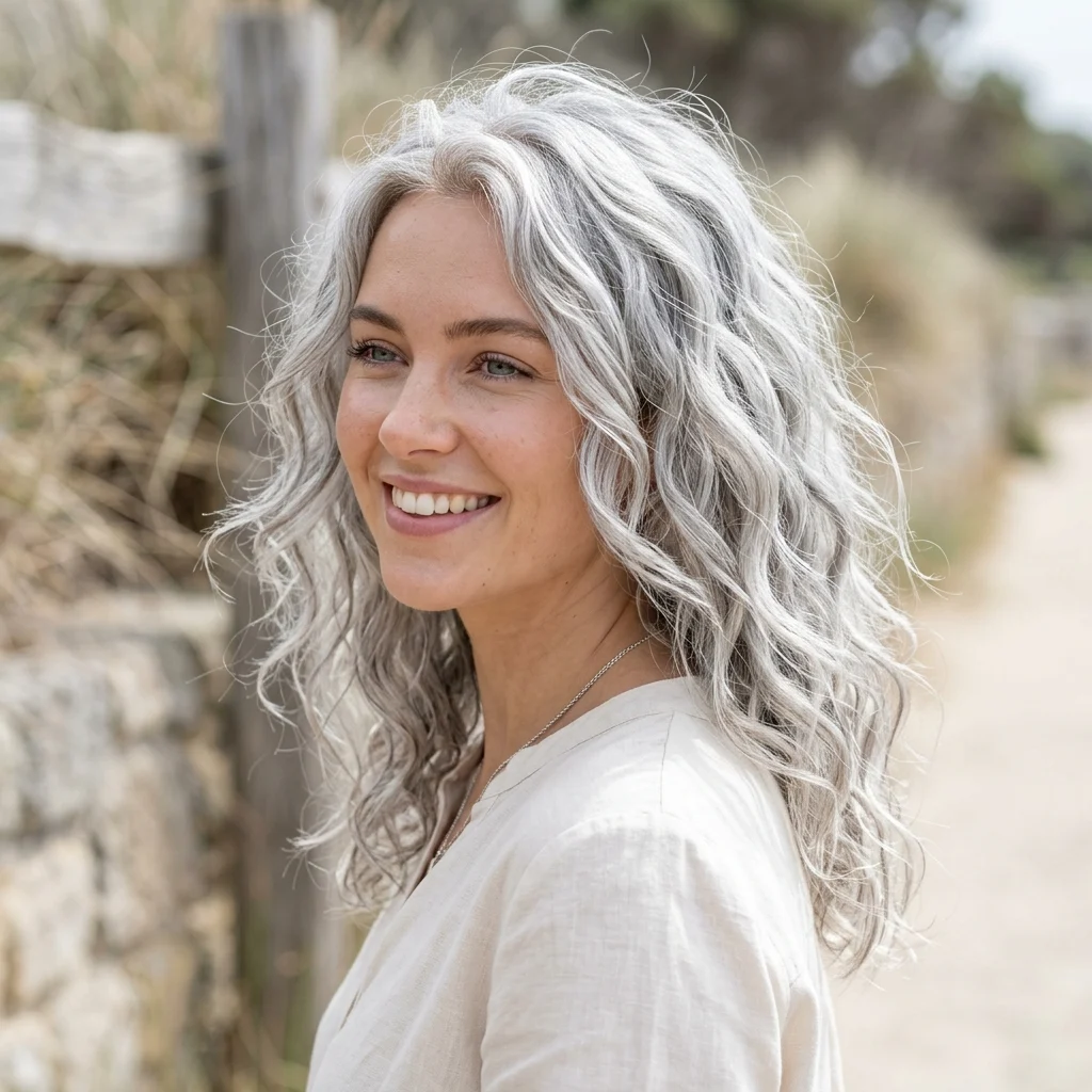 17. Wavy Beach-Style Gray Hair