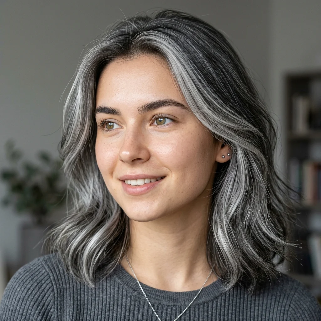 18. Charcoal Gray with Silver Highlights
