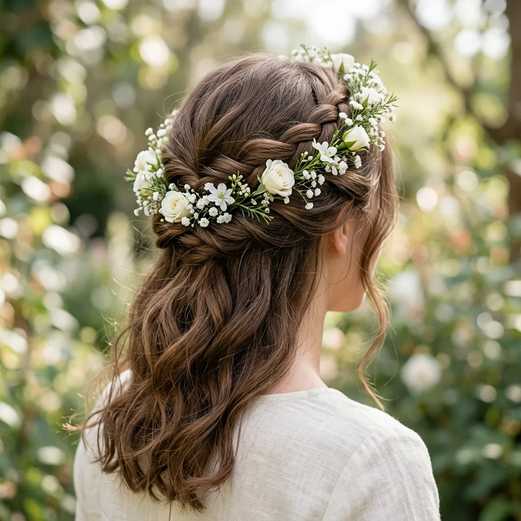 18. Flower Crown Half Up Style 