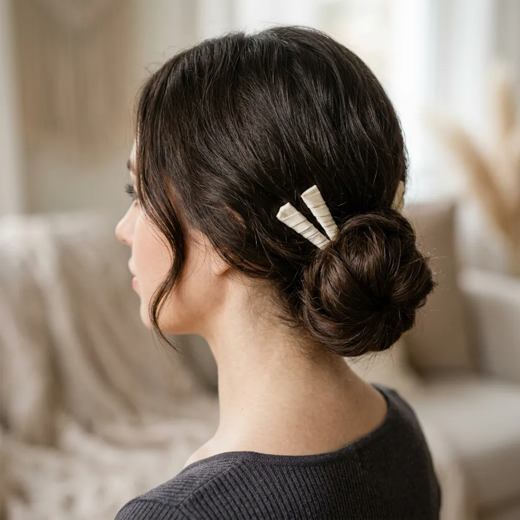 18. Soft Chignon with Silk-Wrapped Pins