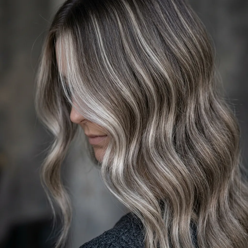 19. Ash Blonde Balayage with Face-Framing Contour
