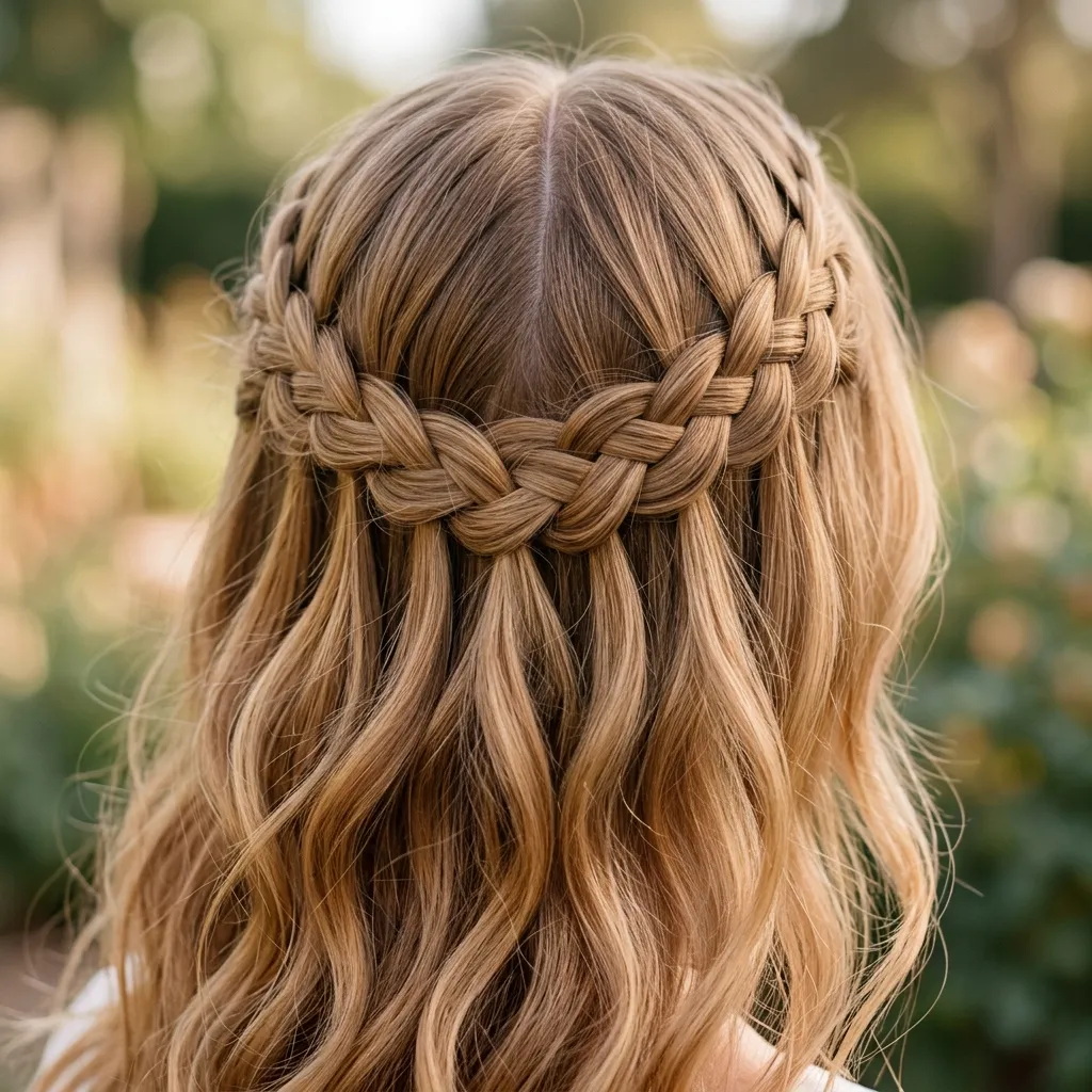 19. Center-Part Waterfall Braid Frame