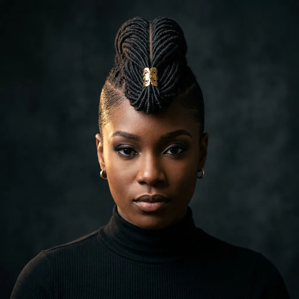 19. Faux Hawk Invisible Locs Updo