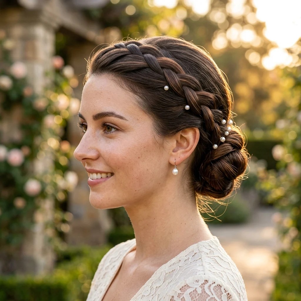 19. French Braid Updo for Events (UPDO)