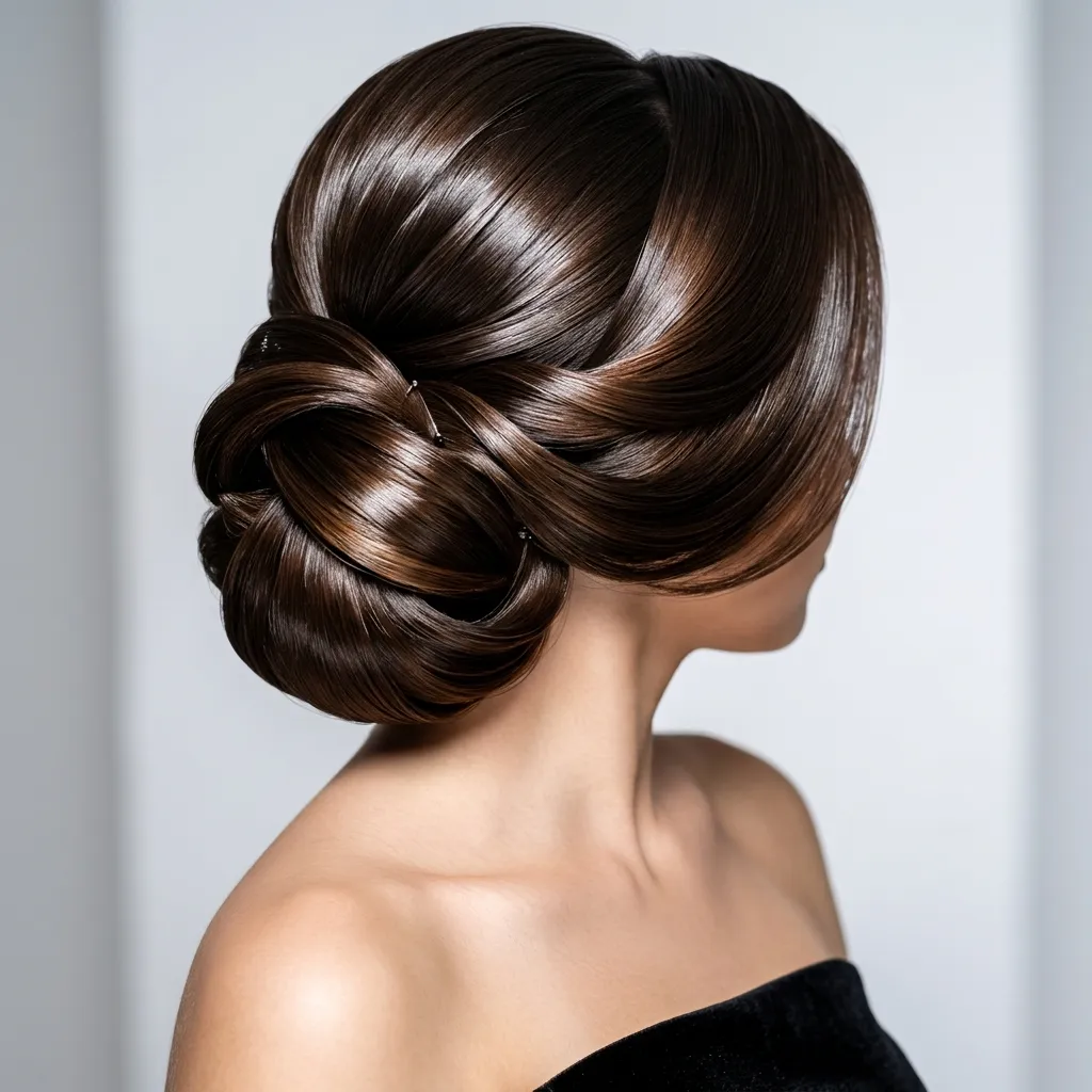19. Glossy Finish for a Polished Updo