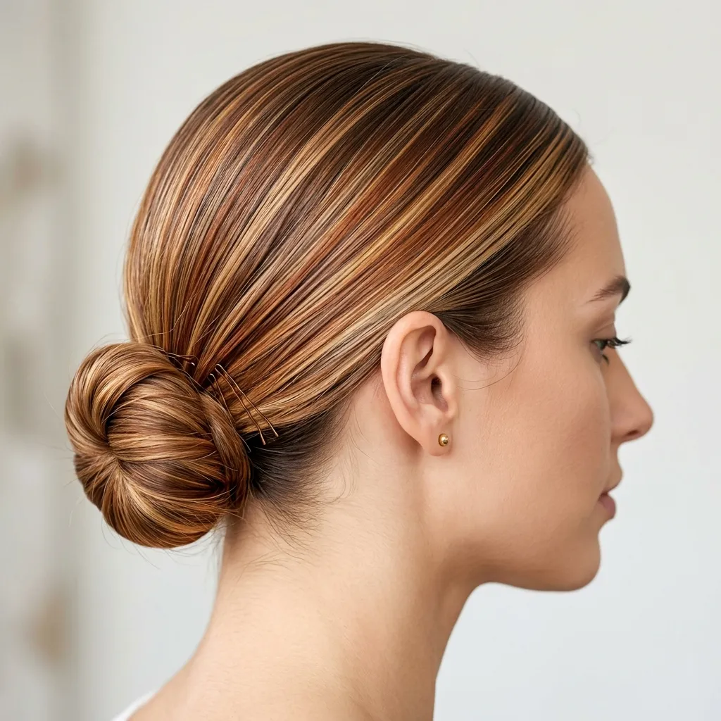 19. Slicked-Back Low Bun Styling