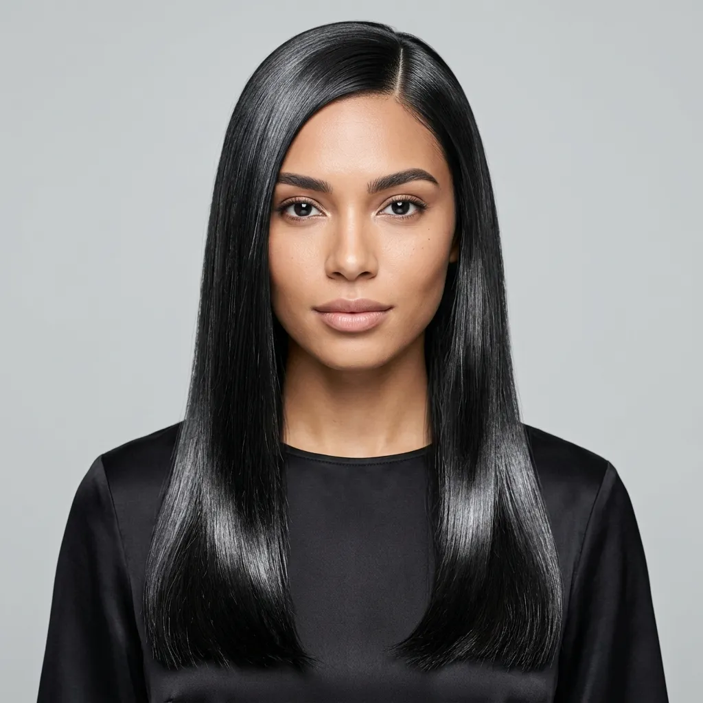 2. Glass Hair Sleek Side Part