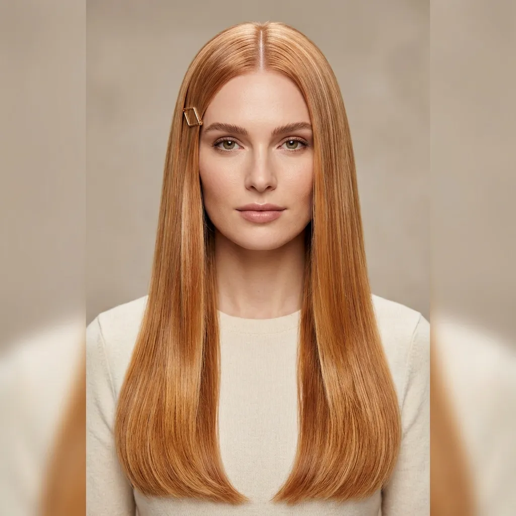2. Glass-Hair Sleek Strawberry Blonde