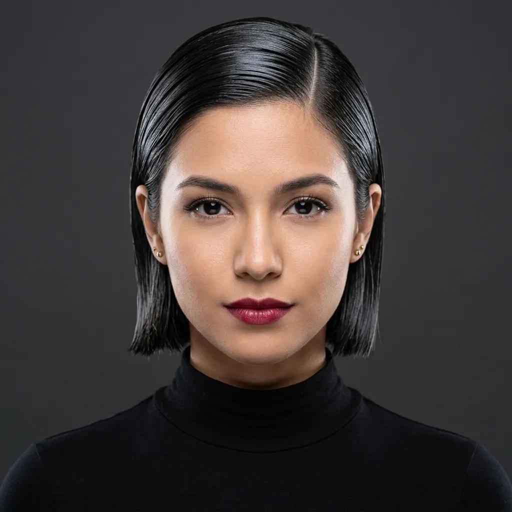 2. Sleek Gel Finish with Razor-Sharp Part