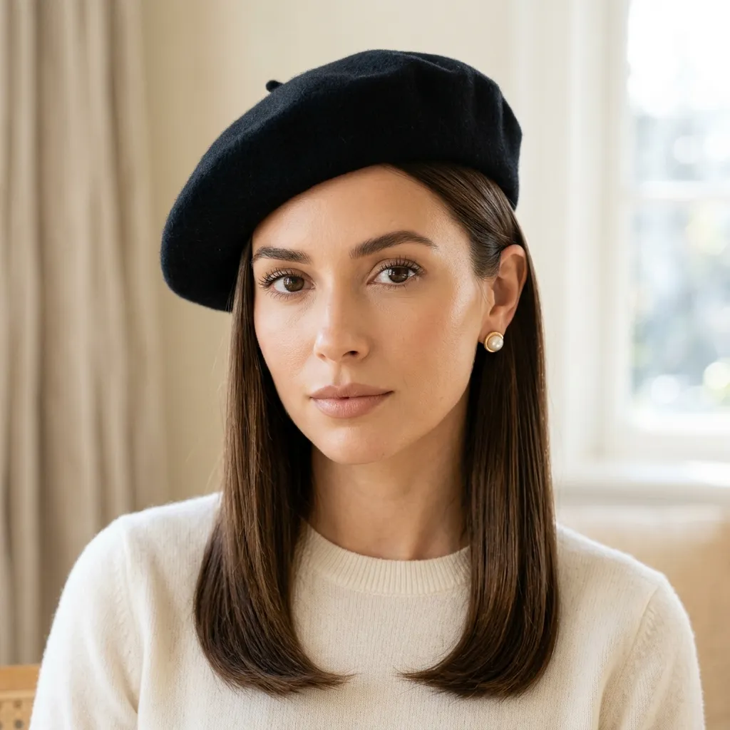 2. The Structured Middle-Part with a Wool Beret