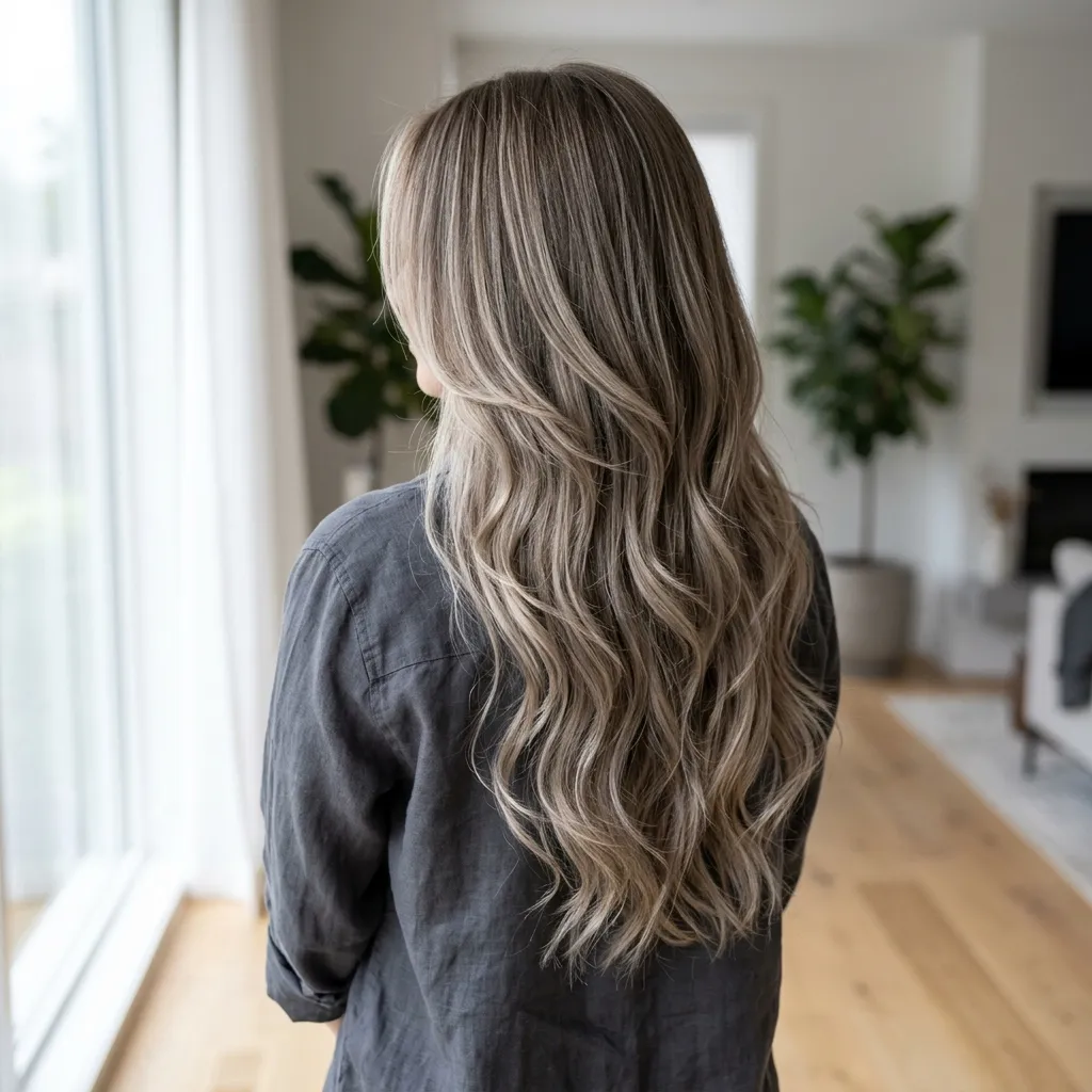 20. Ash Blonde Balayage for Layered Long Hair
