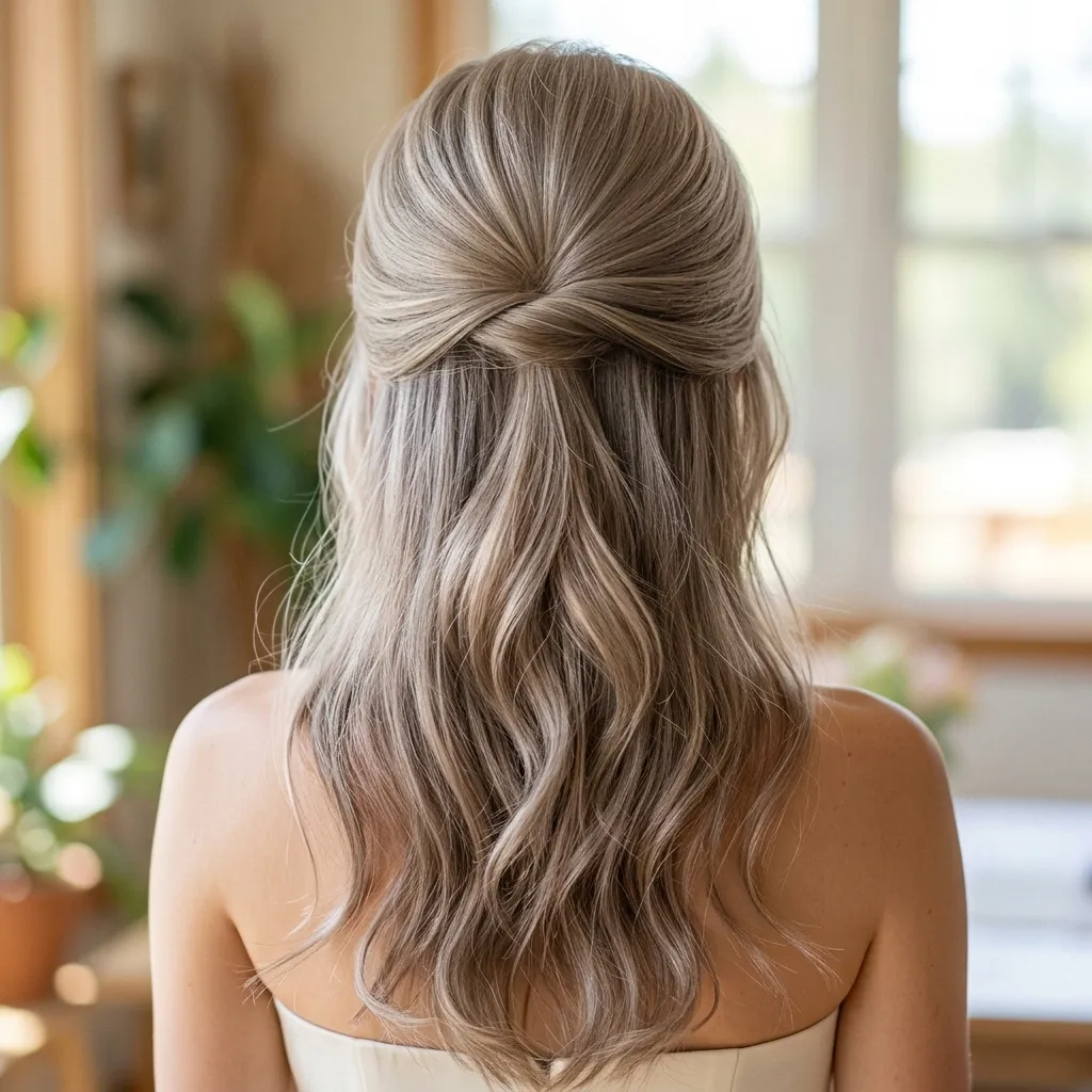 20. Fine Hair Half-Up with Backcombing for Volume