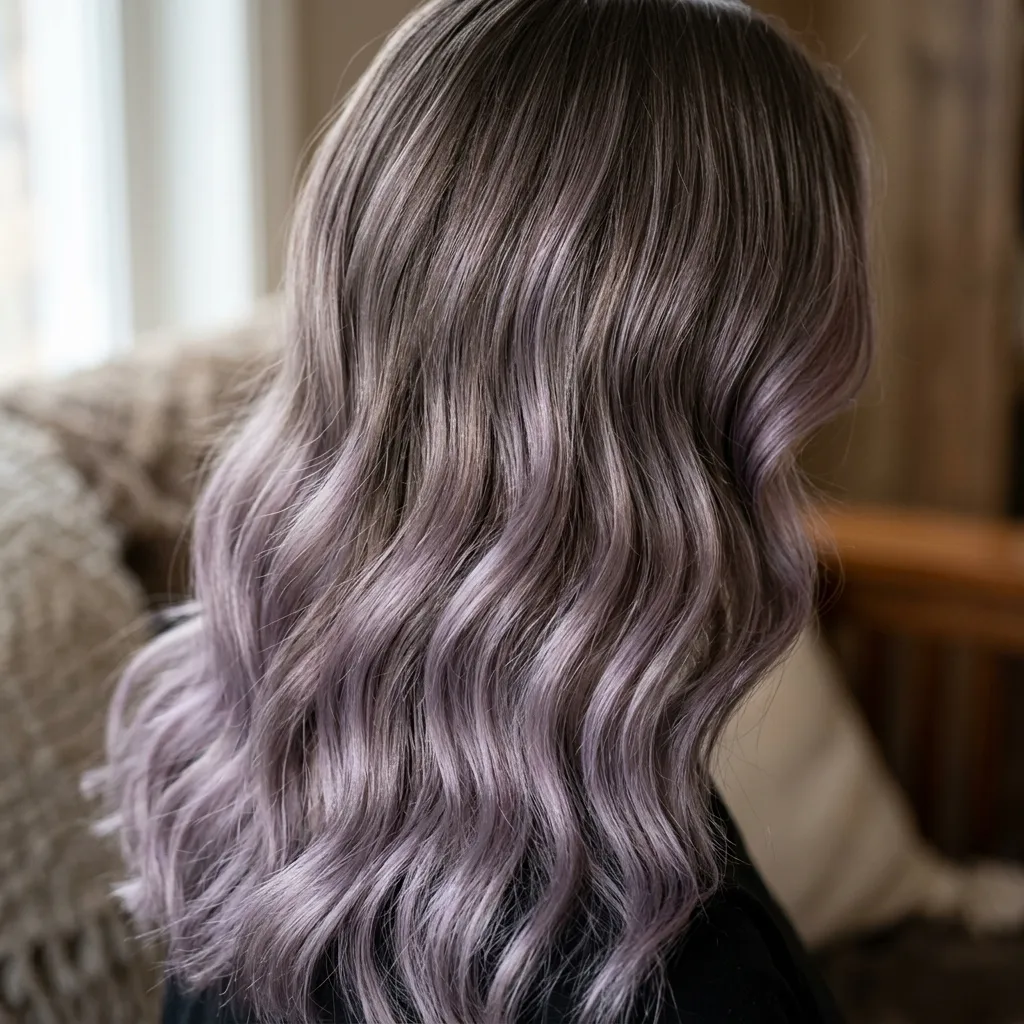 22. Ash Blonde Balayage with Violet Undertone