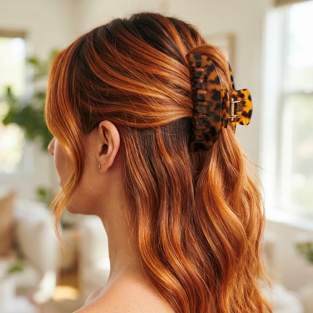 22. Copper Balayage with Statement Hair Clips