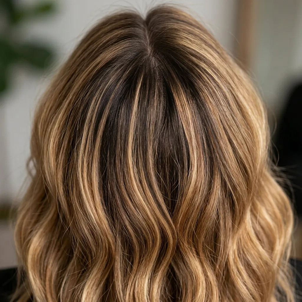 22. Textured Balayage with Reverse Balayage Root Shadow