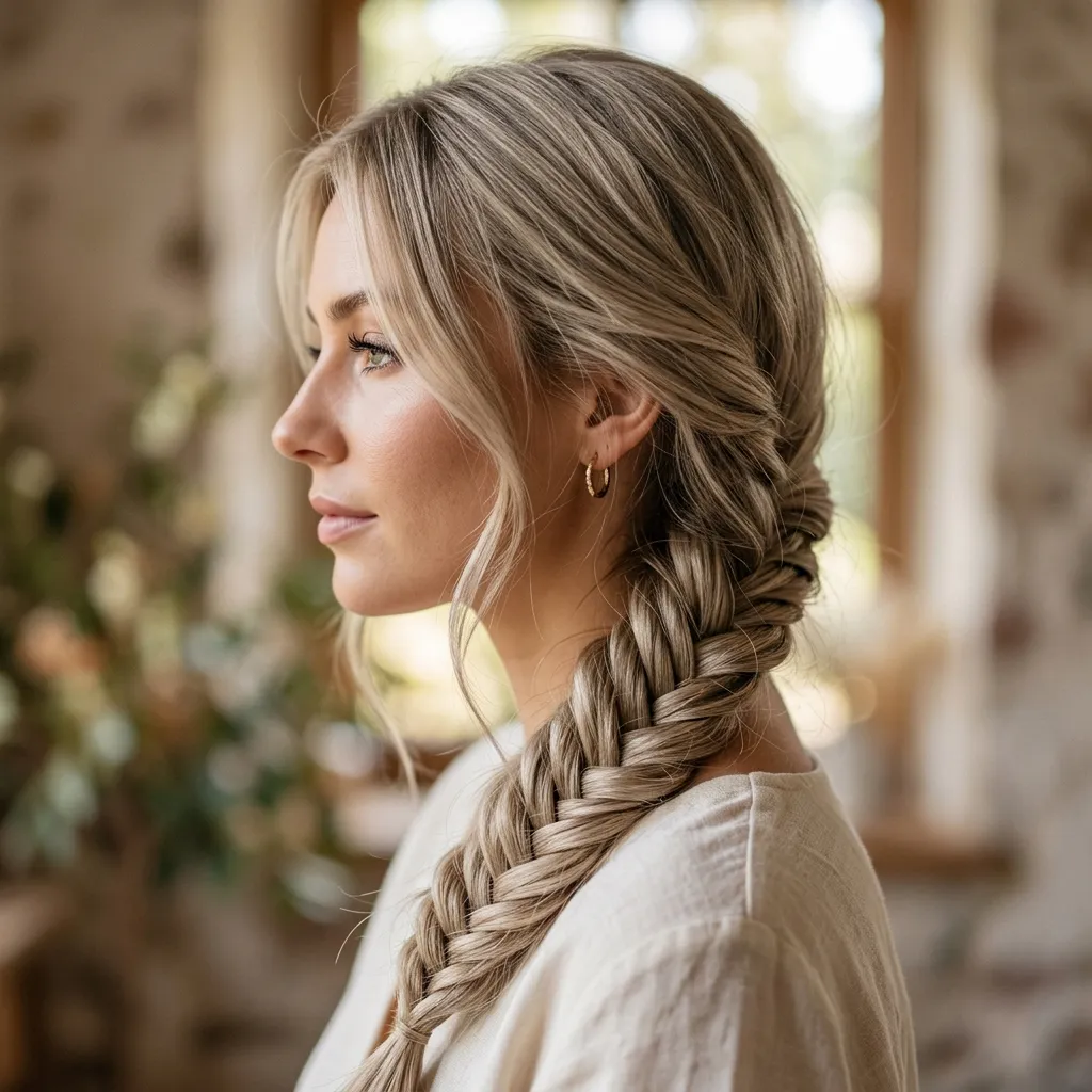 24. Fishtail Braid Side Sweep 
