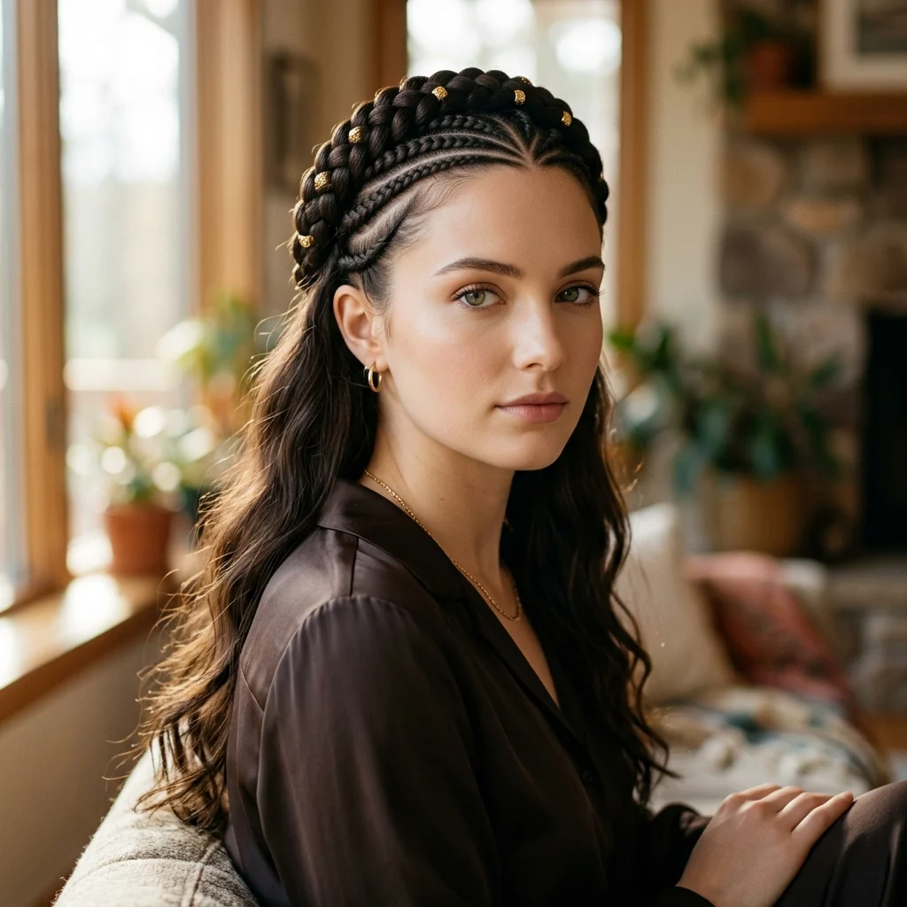 24. Half-Up Braided Crown (BRAIDED)