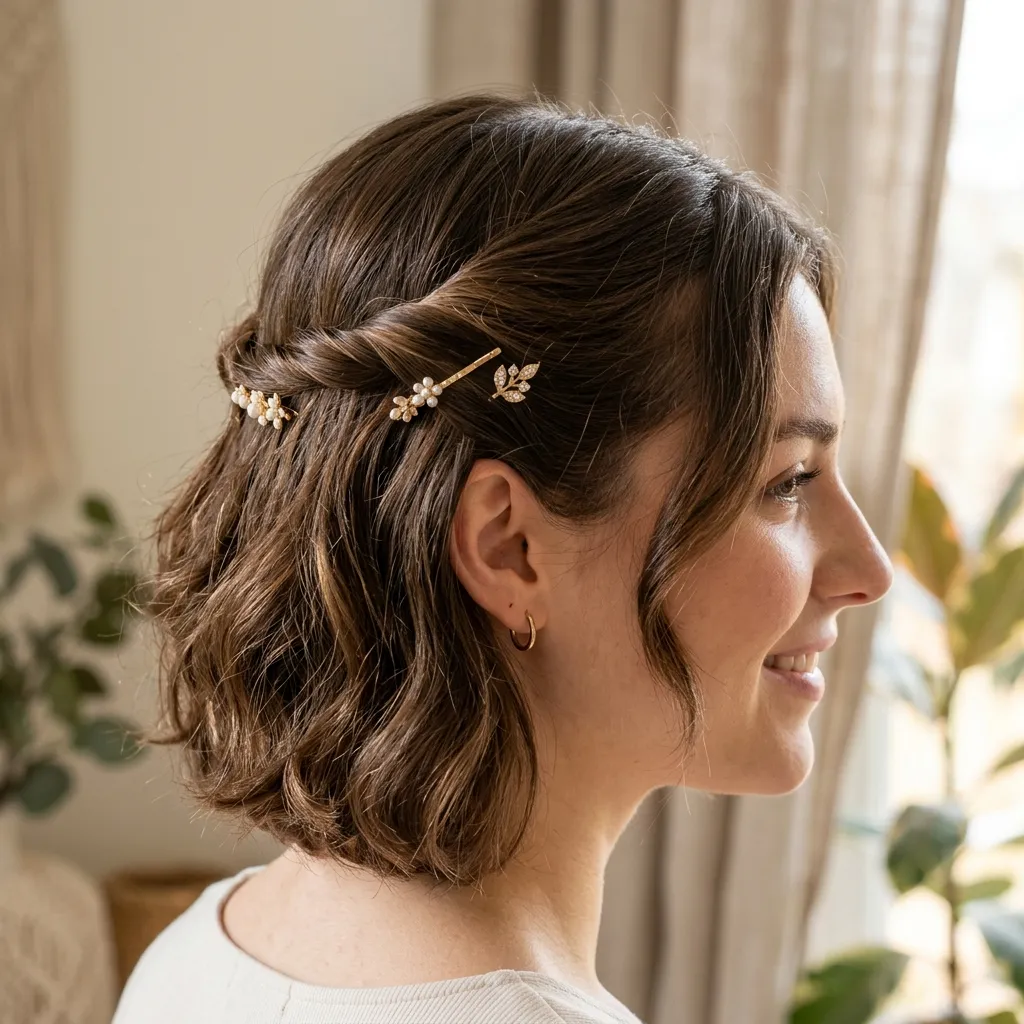 24. Half-Up Twisted Pin for Off-Face Ease