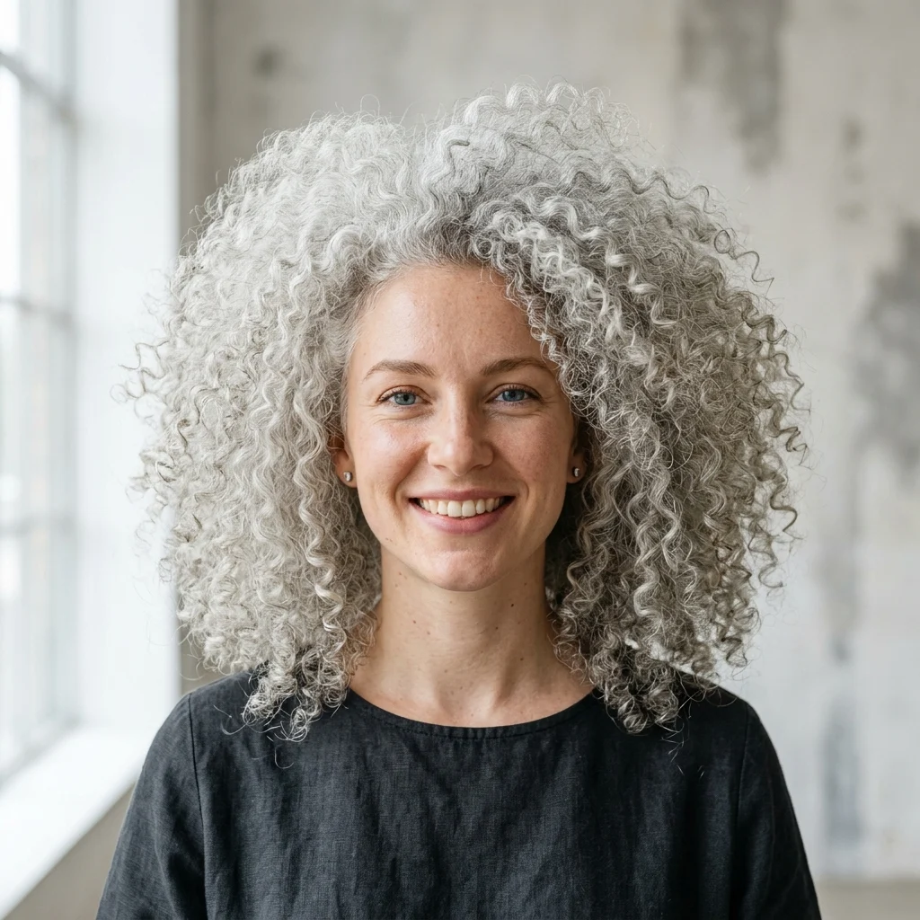 26. Curly Gray Afro Texture