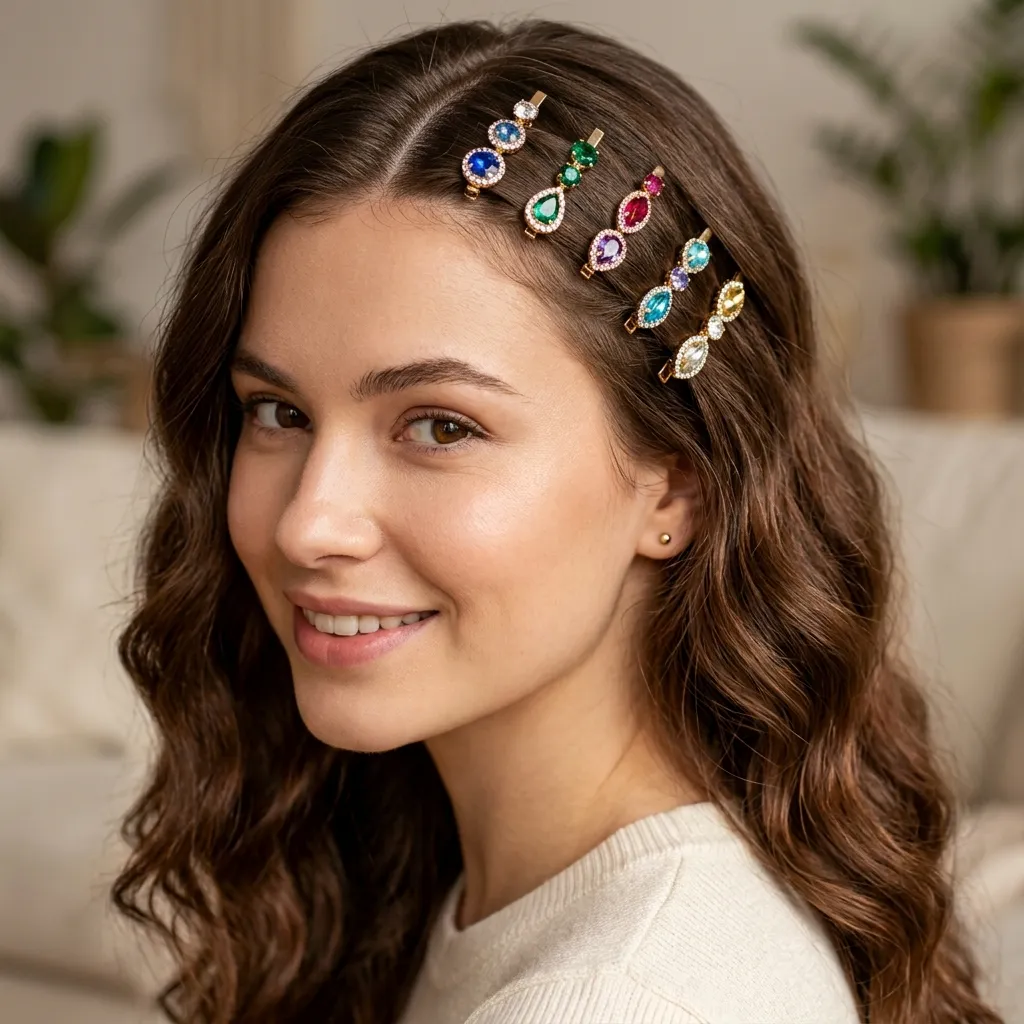 26. Jeweled Barrettes on Loose Waves 