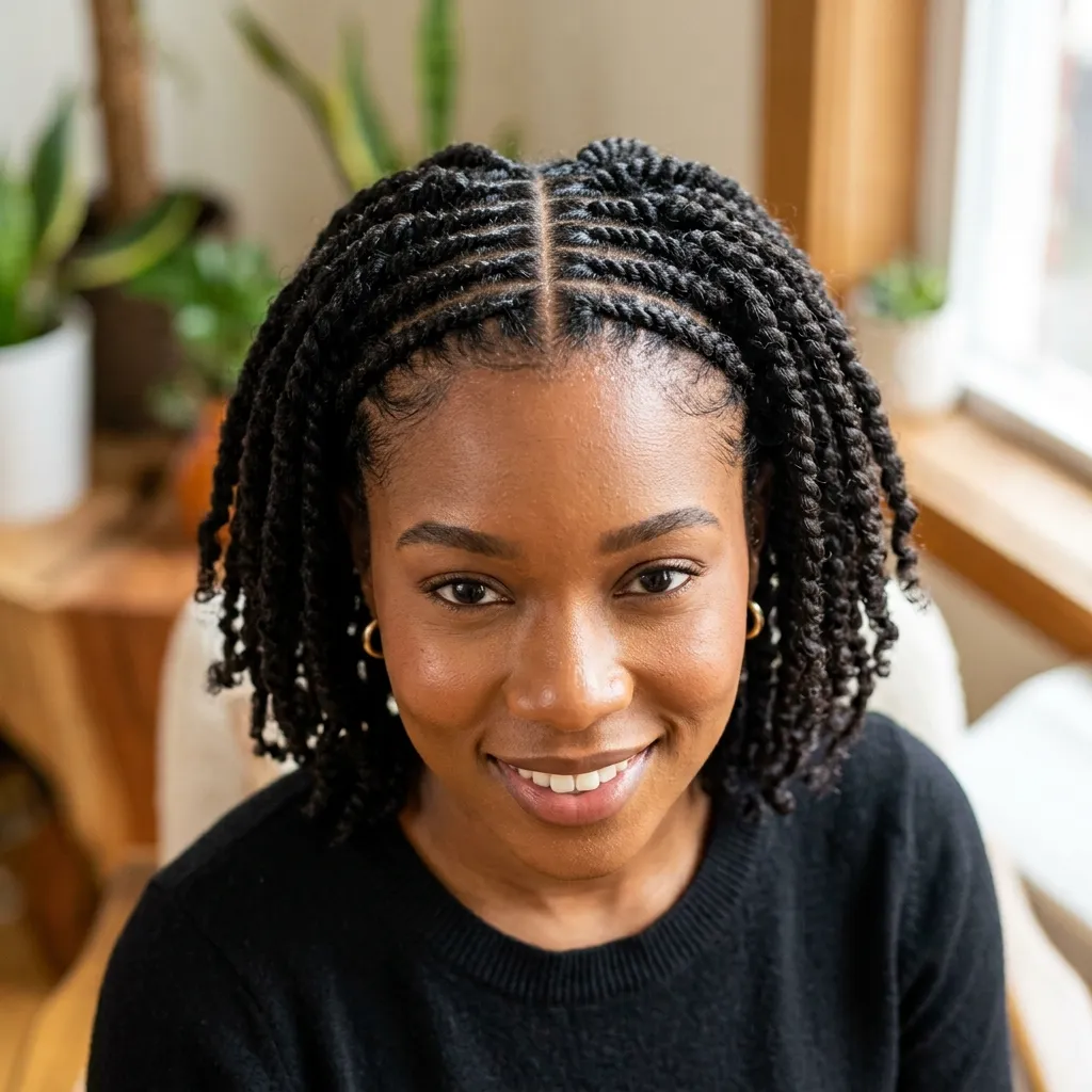 28. Compact Two-Row Cornrow Base with Locs